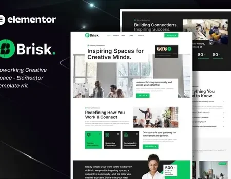 Brisk – Coworking Creative Space Elementor Template Kit