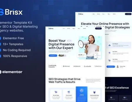 Brisx – SEO & Digital Marketing Agency Elementor Template Kit