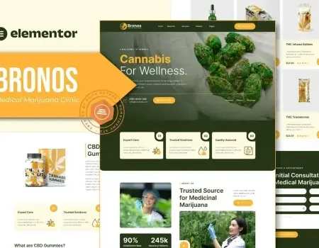 Bronos – Medical Marijuana Elementor Template Kit