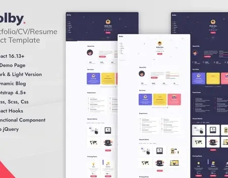 Bolby- React Personal Portfolio CV/Resume Template