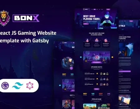 Bonx – React JS Gaming Website Template with Gatsb