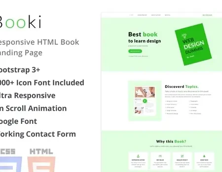 Booki – Responsive HTML Book Landing Page