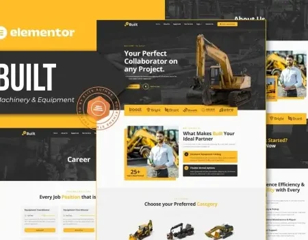 Built – Machinery & Equipment Rentals Elementor Pro Template Kit