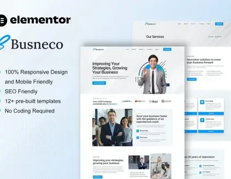 Busneco – Business Coach & Consulting Elementor Template Kit