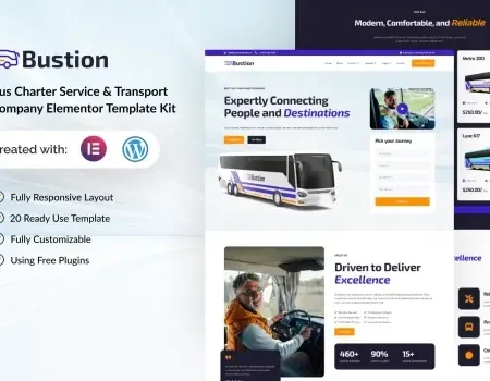 Bustion – Bus Charter Service & Transport Company Elementor Template Kit