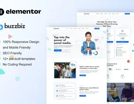 BuzzBiz – Social Media Marketing Agency Elementor Pro Template Kit