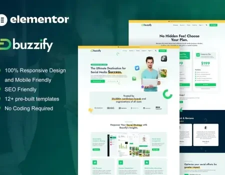 Buzzify – Social Media Marketing Agency Elementor Template Kit
