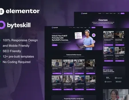 ByteSkill – IT Online Course & Education Elementor Pro Template Kit