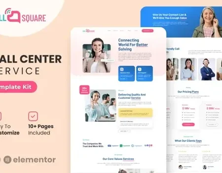 Call Square – Call Center & Support Company Elementor Template Kit