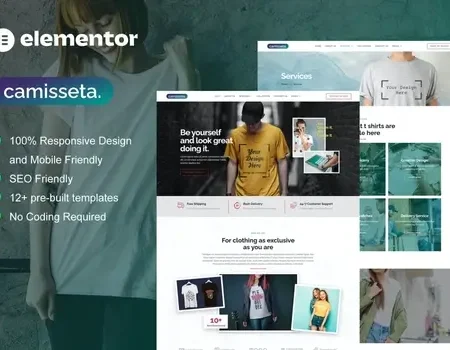 Camisetta – T Shirt Design & Printing Service Elementor Pro Template Kit