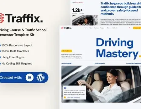 Traffix - Driving Course & Traffic School Elementor Template Kit