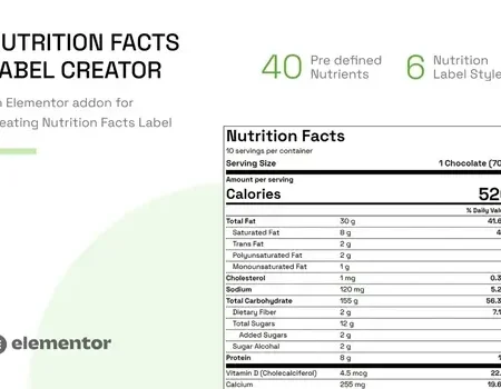 Nutrition Facts Label Creator for Elementor