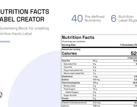 Nutrition Facts Label Creator for Gutenberg