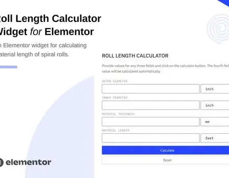 Roll Length Calculator Widget for Elementor