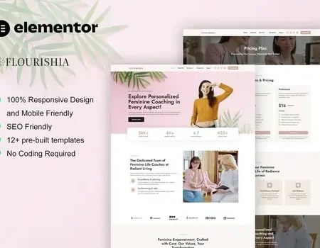 Flourishia – Feminine Business Coaching Elementor Pro Template Kit