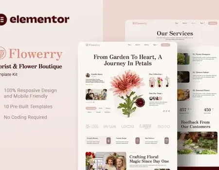 Flowerry – Florist & Flower Boutique Elementor Template Kit