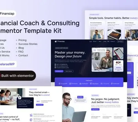 FinanSiap – Financial Coach & Consulting Elementor Pro Template Kit