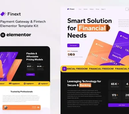 Finext – Payment Gateway & Fintech Elementor Template Kit