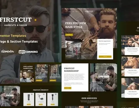 FirstCut – Barbershop & Men’s Grooming Elementor Template Kit