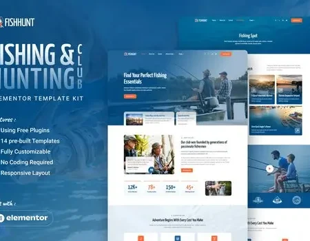 Fishhunt – Fishing & Hunting Club Elementor Template Kit