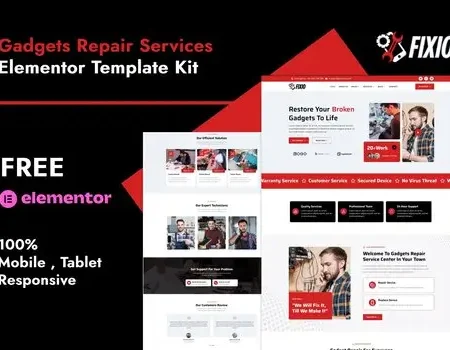 Fixio – Gadgets & Electronics Repair Services Elementor Template Kit