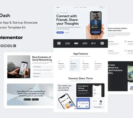 Dash – Mobile App & Startup Showcase Elementor Template Kit
