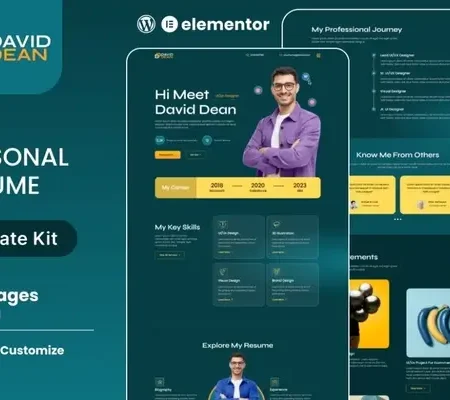 DavidDean – Personal Portfolio & Resume Elementor Template Kit