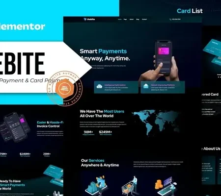 Debite – Card Payment & Online Payment Elementor Template Kit