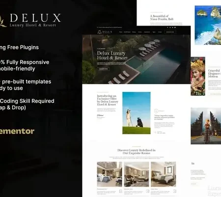 Delux – Luxury Hotel & Resort Elementor Template Kit