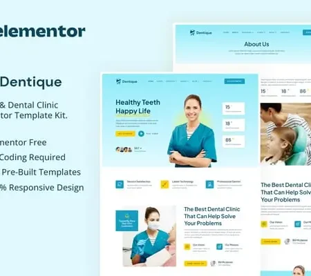 Dentique – Dentist & Dental Clinic Elementor Template Kit