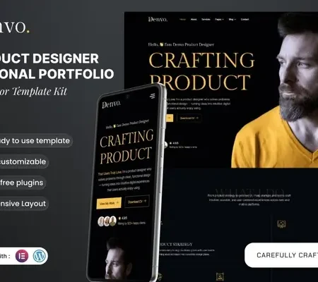 Denvo – Product Designer Personal Portfolio Elementor Template Kit