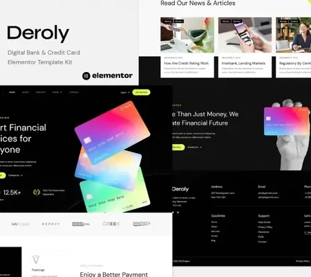 Deroly – Digital Bank & Credit Card Elementor Template Kit
