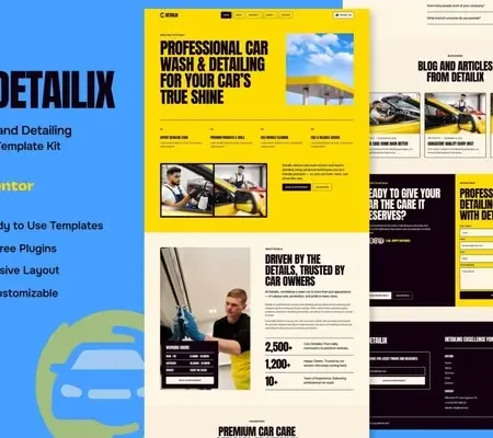 Detailix – Car Wash and Detailing Service Elementor Template Kit