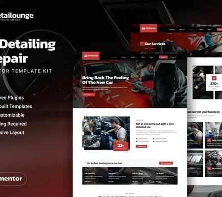 Detailounge – Car Detailing & Repair Service Elementor Template Kit