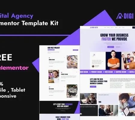 DigiAlfa – Digital Agency Elementor Template Kit