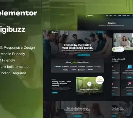 DigiBuzz – Dark Digital Agency Elementor Template Kit