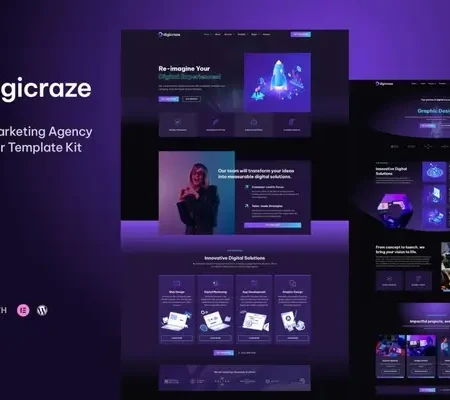 Digicraze – Digital Marketing Agency Elementor Pro Template Kit