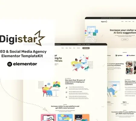Digistar – SEO & Social Media Agency Elementor Templat Kit