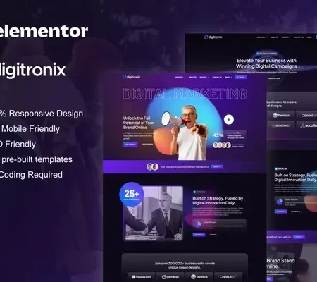 Digitronix – Dark Digital Agency Elementor Pro Template Kit