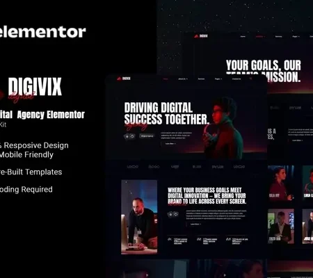 Digivix – Dark Digital Agency Elementor Template Kit