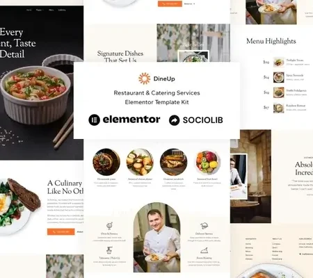 DineUp – Restaurant & Catering Service Elementor Template Kit
