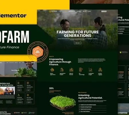 Dofarm – Agriculture Finance Elementor Pro Template Kit