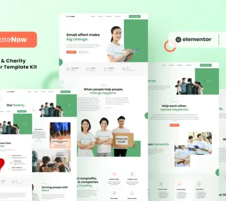 Donatenow – Donation & Charity Elementor Template Kit