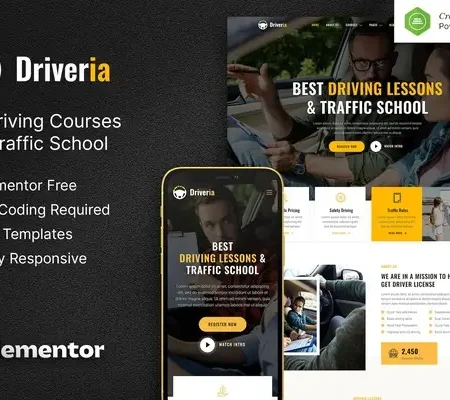 Driveria – Driving Course & Traffic School Elementor Template Kit