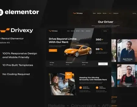 Drivexy – Car Rental Elementor Template Kit