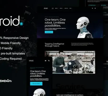 Droid – Robotics & Technology Services Elementor Template Kit