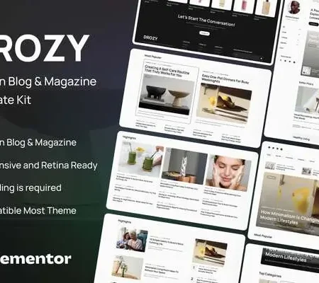Drozy – Modern Blog & Magazine Elementor Pro Template Kit