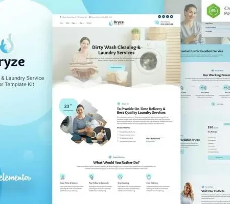 Dryze – Dry Cleaning & Laundry Service Elementor Template Kit