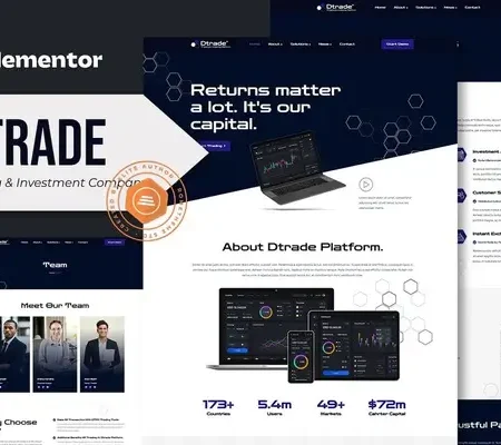 Dtrade – Trading & Investment Company Elementor Template Kit