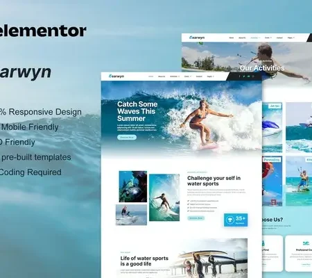 Earwyn – Water Sports & Surfing Elementor Pro Template Kit